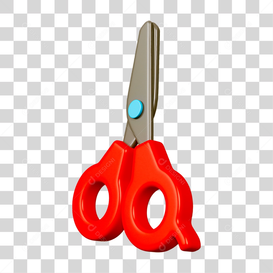 Elemento 3D Tesoura Escolar PNG Transparente