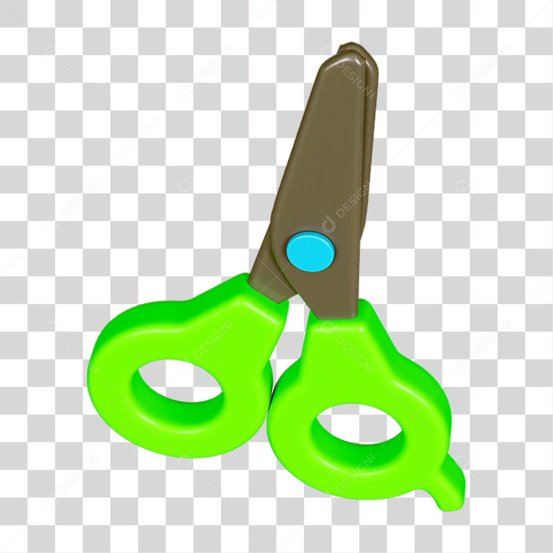 Elemento 3D Tesoura Escolar PNG Transparente