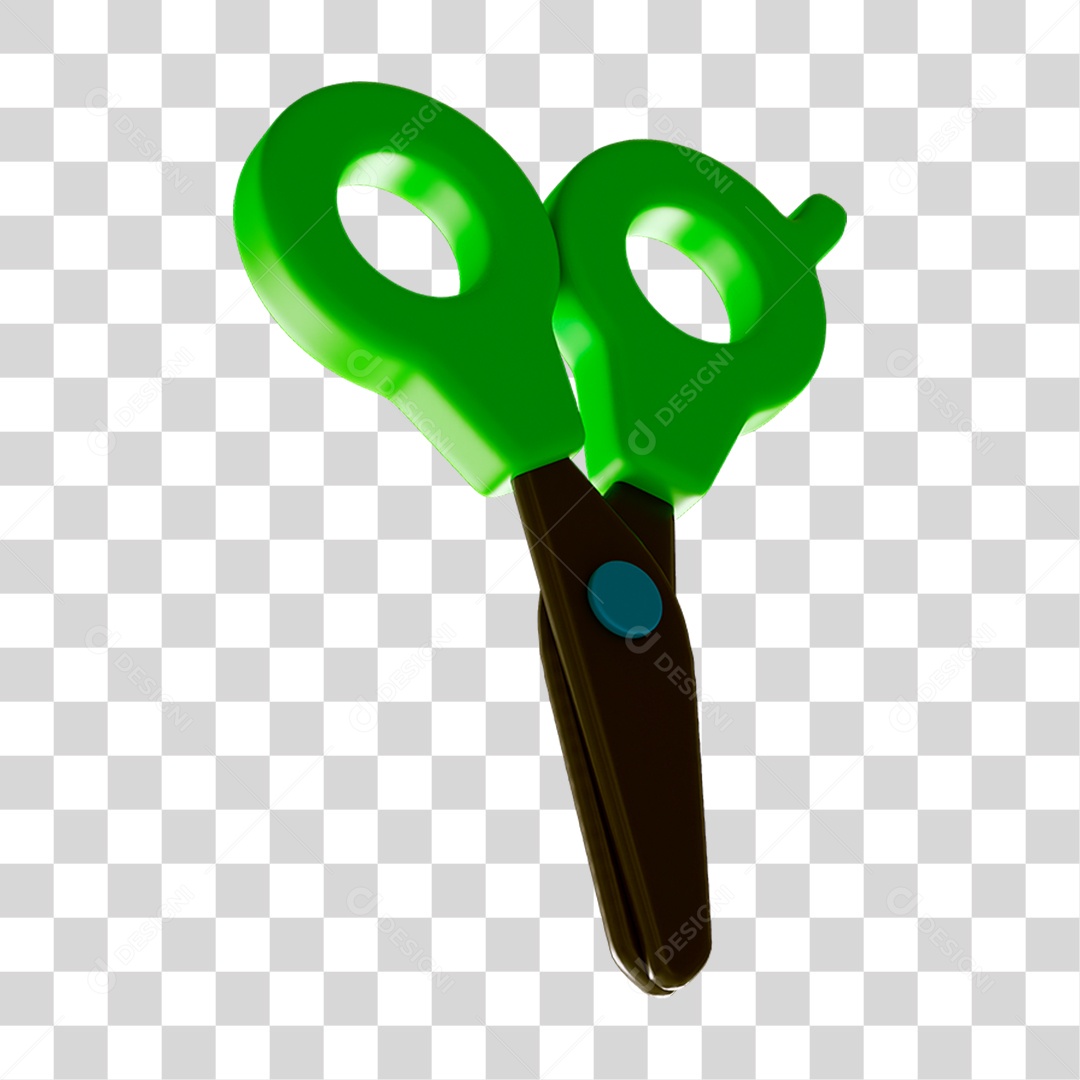 Elemento 3D Tesoura Escolar PNG Transparente