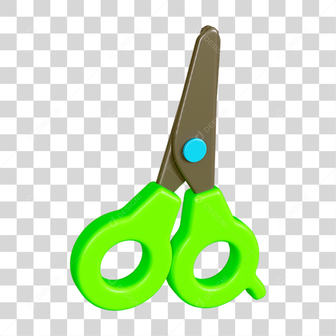 Elemento 3D Tesoura Escolar PNG Transparente