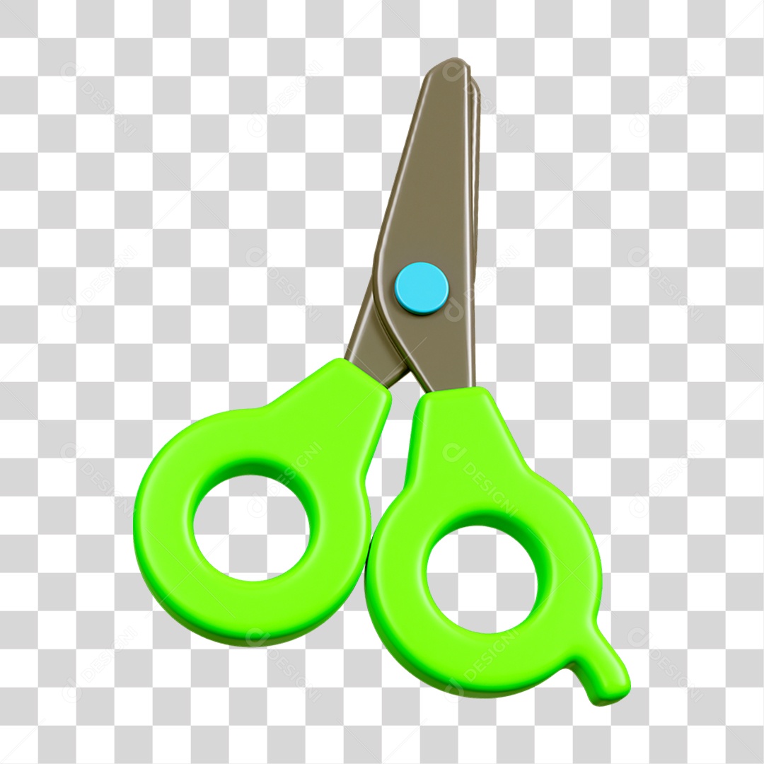 Elemento 3D Tesoura Escolar PNG Transparente