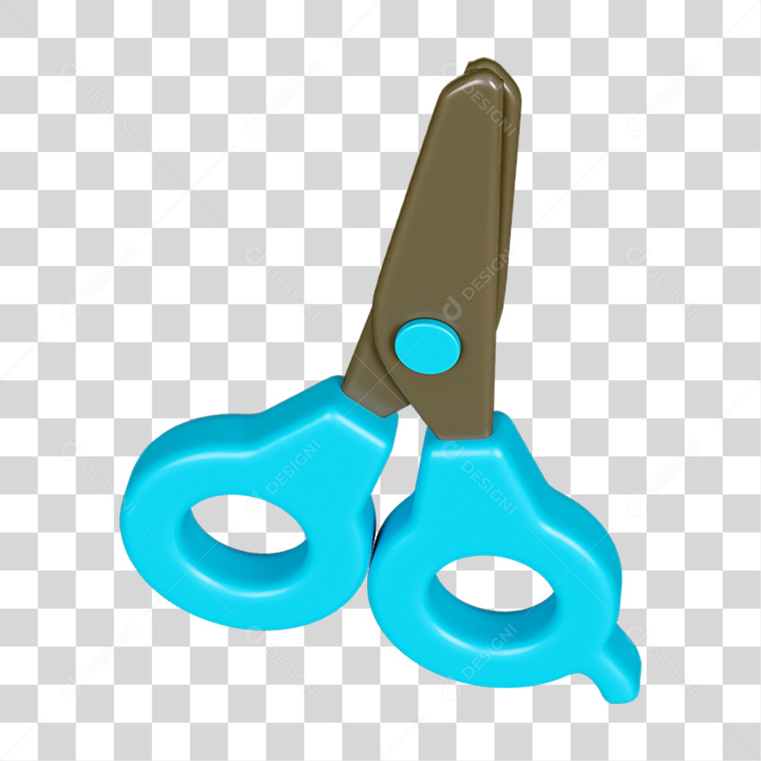 Elemento 3D Tesoura Escolar PNG Transparente