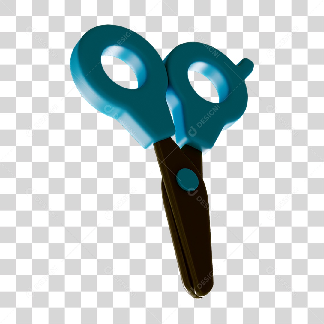Elemento 3D Tesoura Escolar PNG Transparente