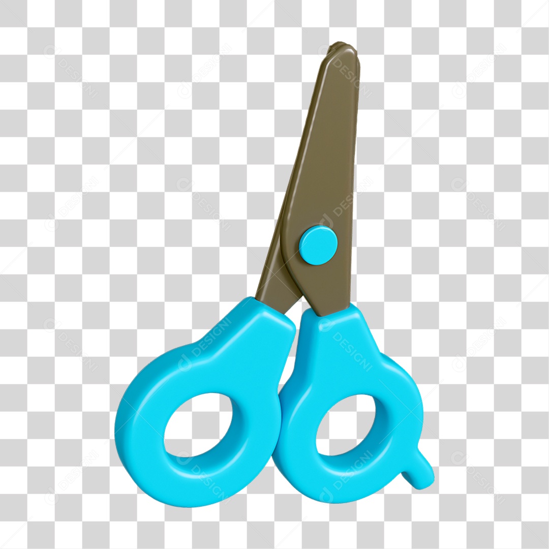 Elemento 3D Tesoura Escolar PNG Transparente