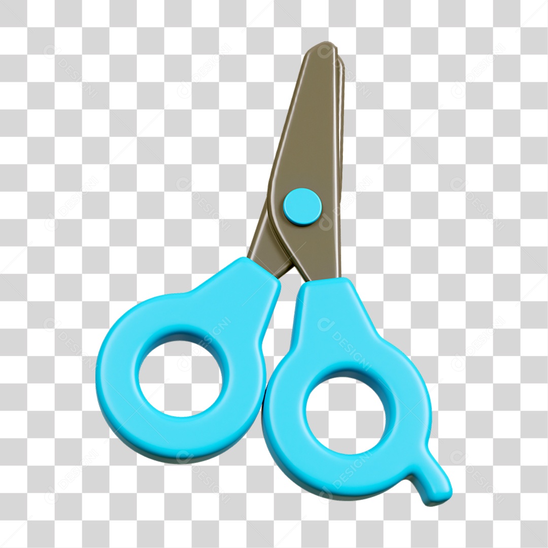 Elemento 3D Tesoura Escolar PNG Transparente