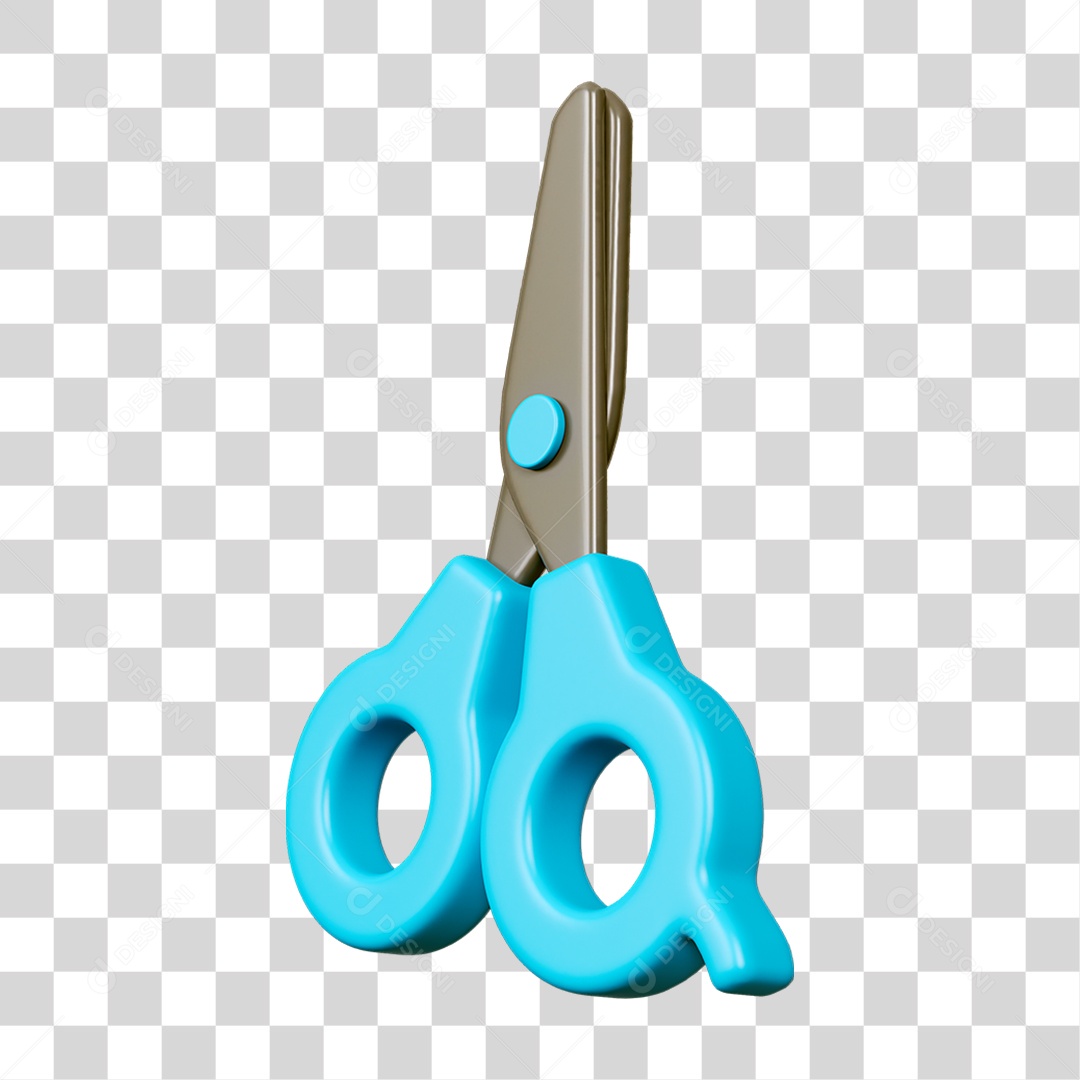 Elemento 3D Tesoura Escolar PNG Transparente