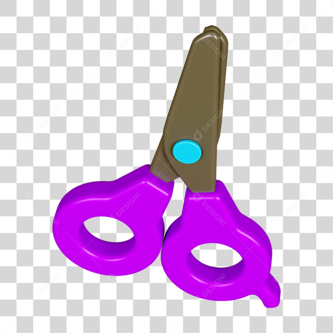 Elemento 3D Tesoura Escolar PNG Transparente