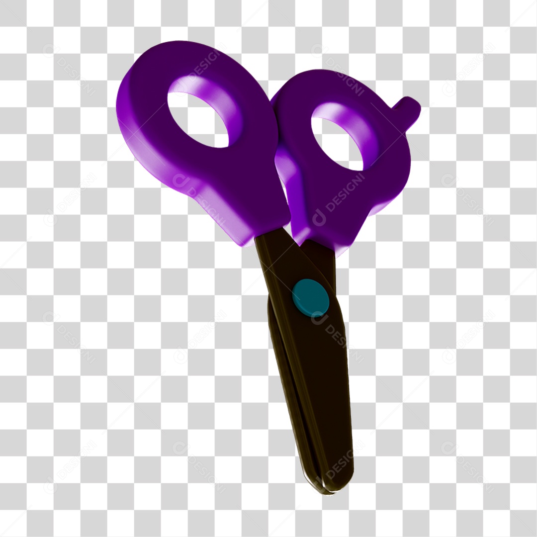 Elemento 3D Tesoura Escolar PNG Transparente