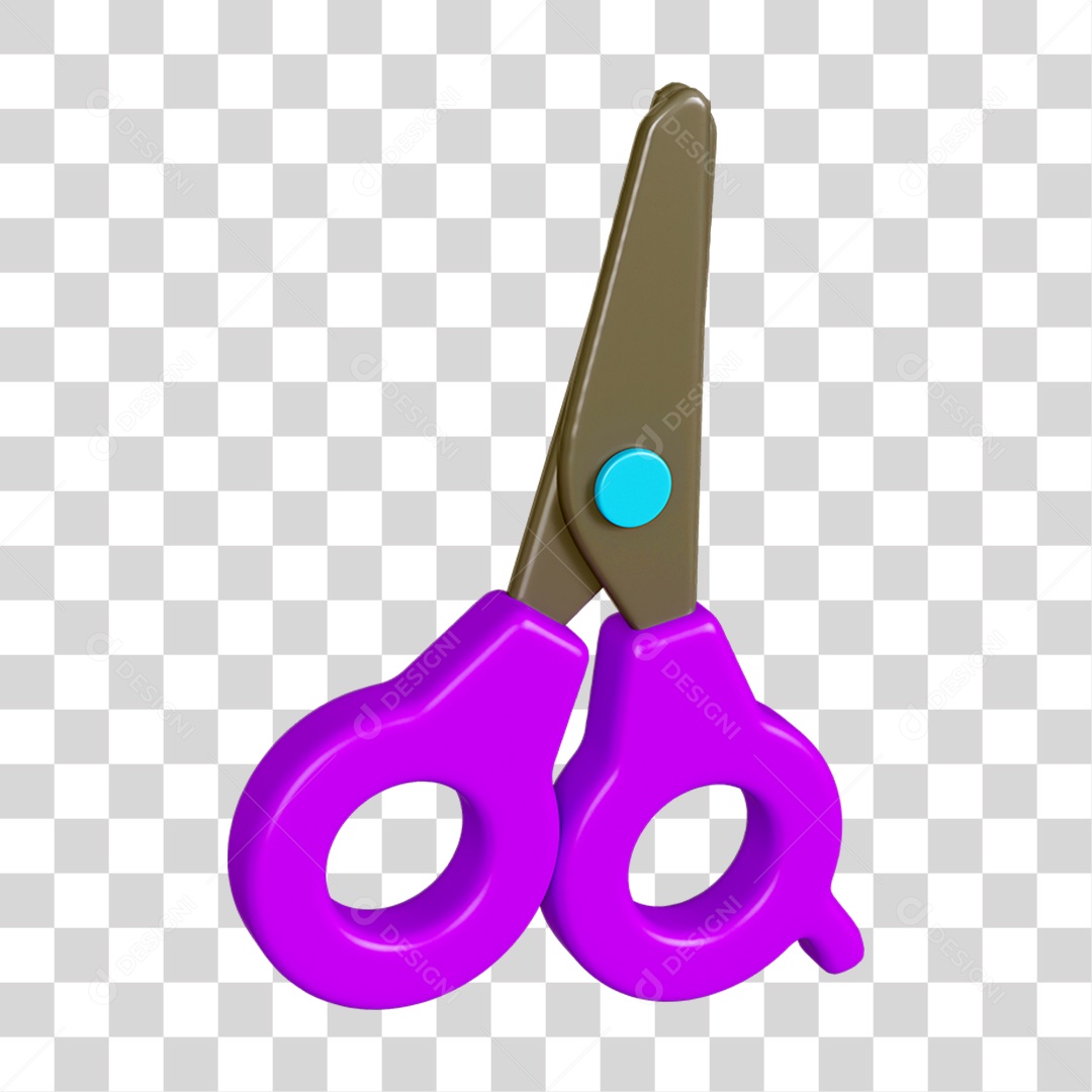 Elemento 3D Tesoura Escolar PNG Transparente