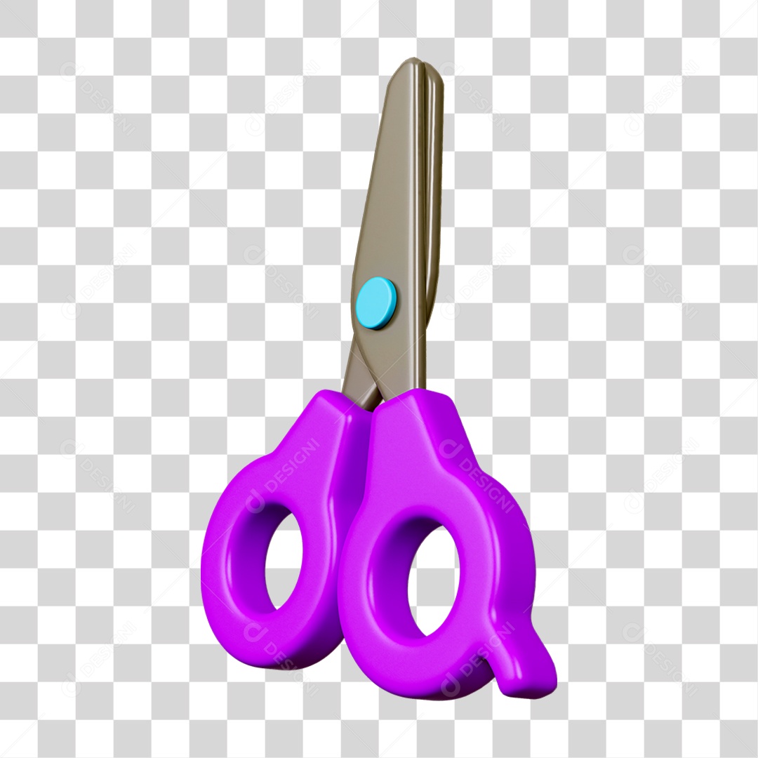 Elemento 3D Tesoura Escolar PNG Transparente