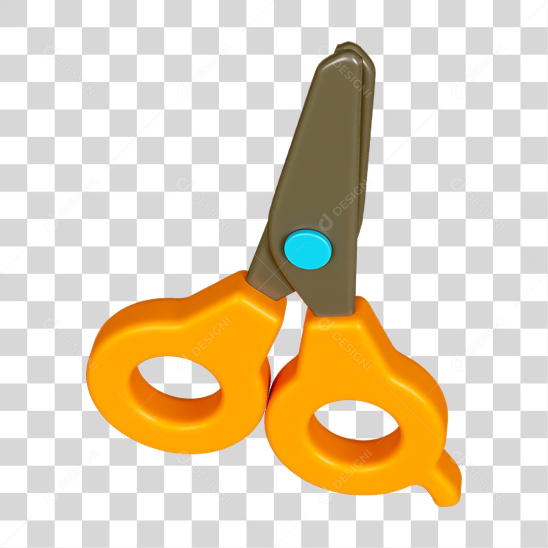 Elemento 3D Tesoura Escolar PNG Transparente