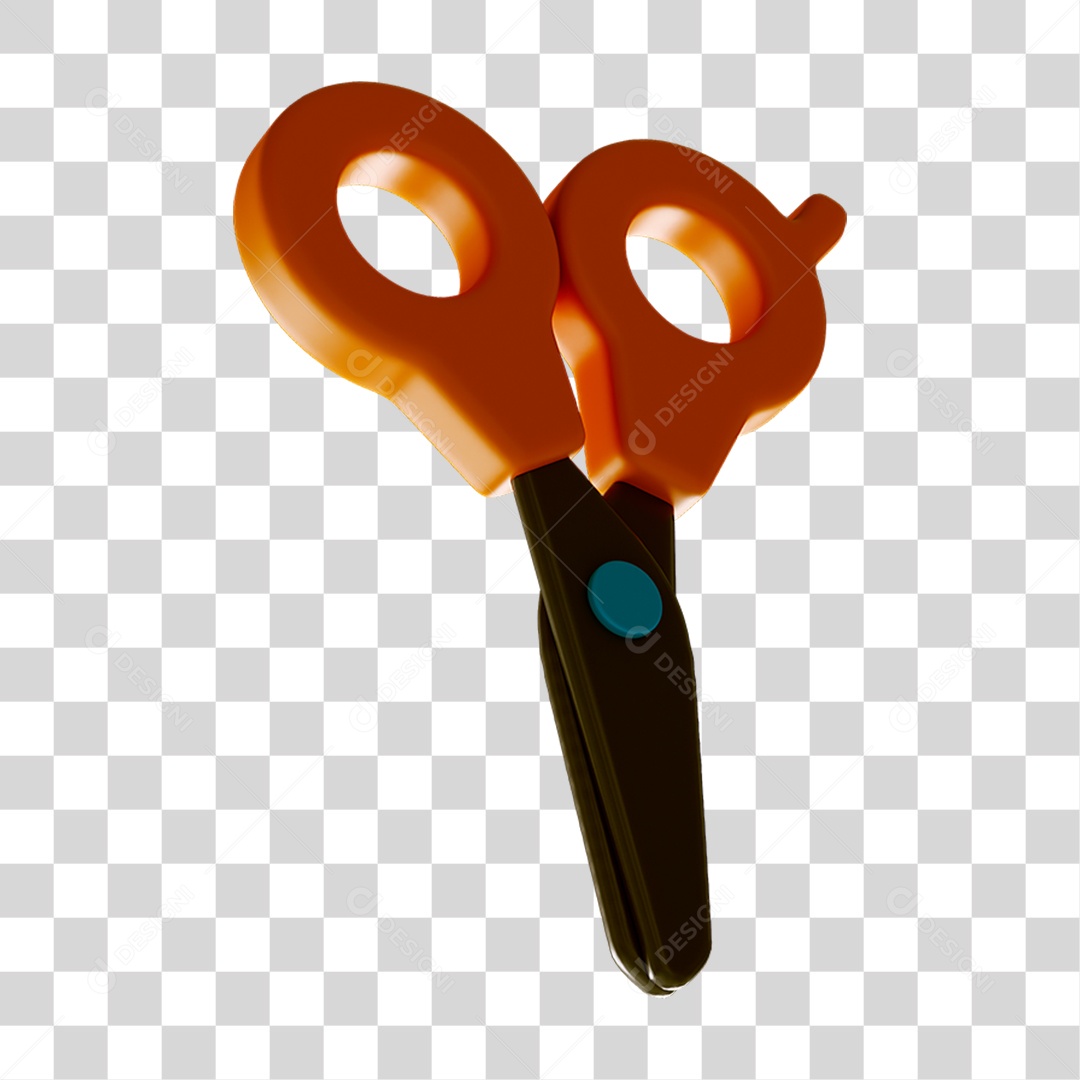 Elemento 3D Tesoura Escolar PNG Transparente