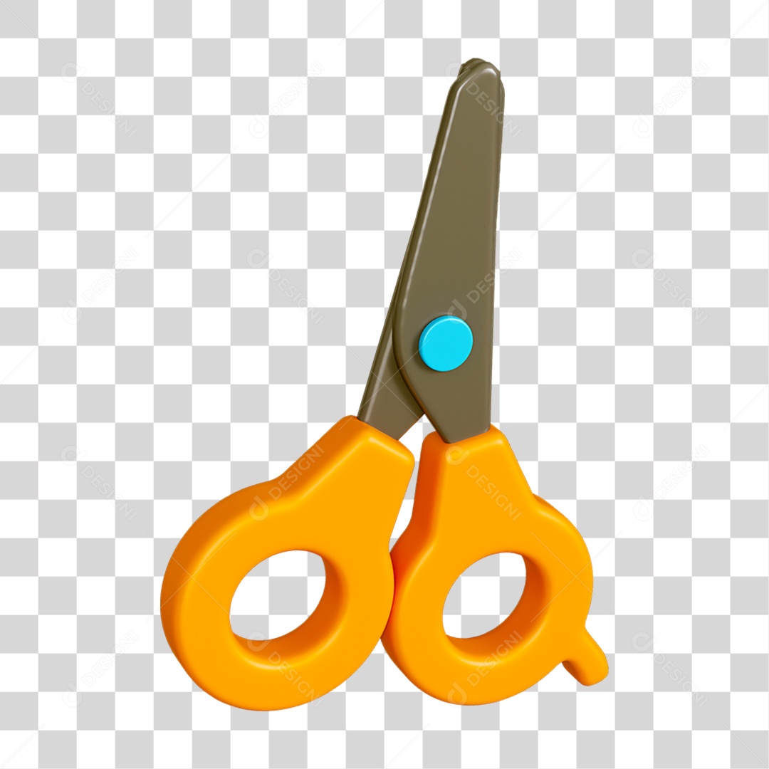 Elemento 3D Tesoura Escolar PNG Transparente