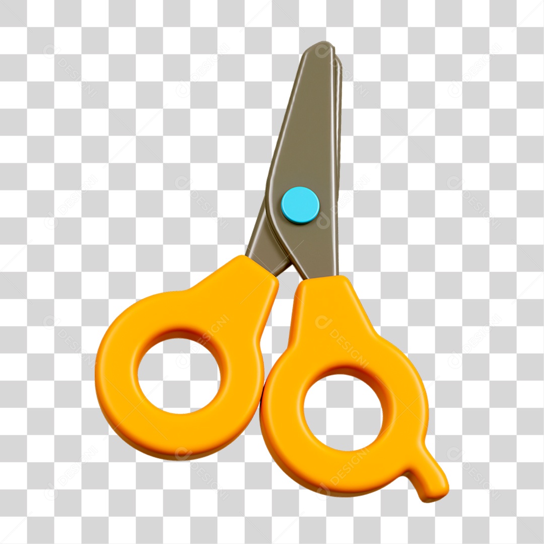 Elemento 3D Tesoura Escolar PNG Transparente