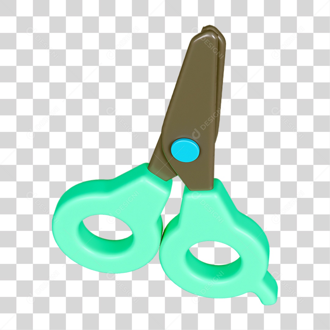 Elemento 3D Tesoura Escolar PNG Transparente