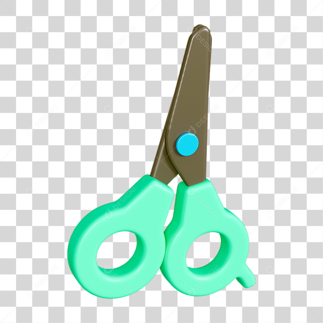 Elemento 3D Tesoura Escolar PNG Transparente