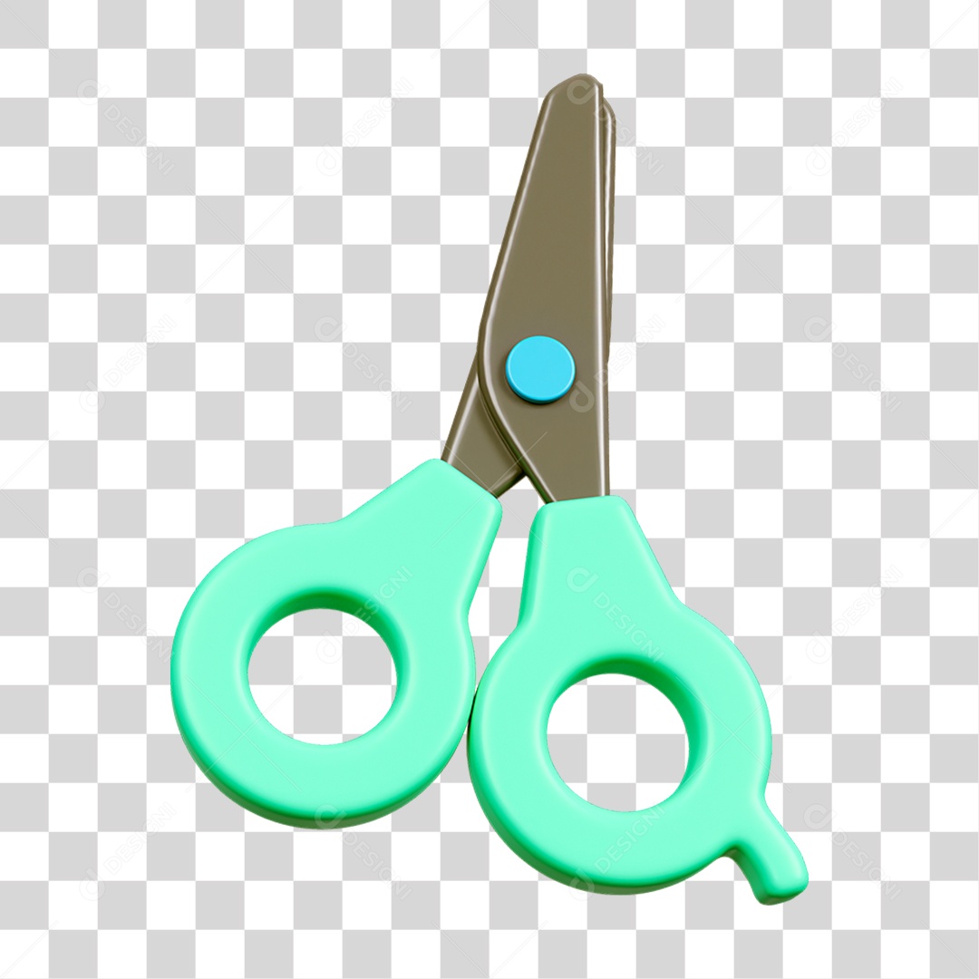 Elemento 3D Tesoura Escolar PNG Transparente