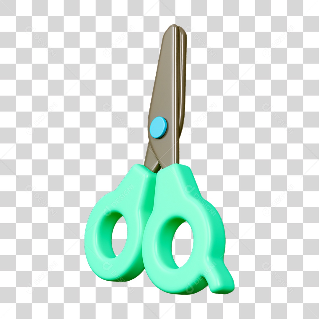 Elemento 3D Tesoura Escolar PNG Transparente