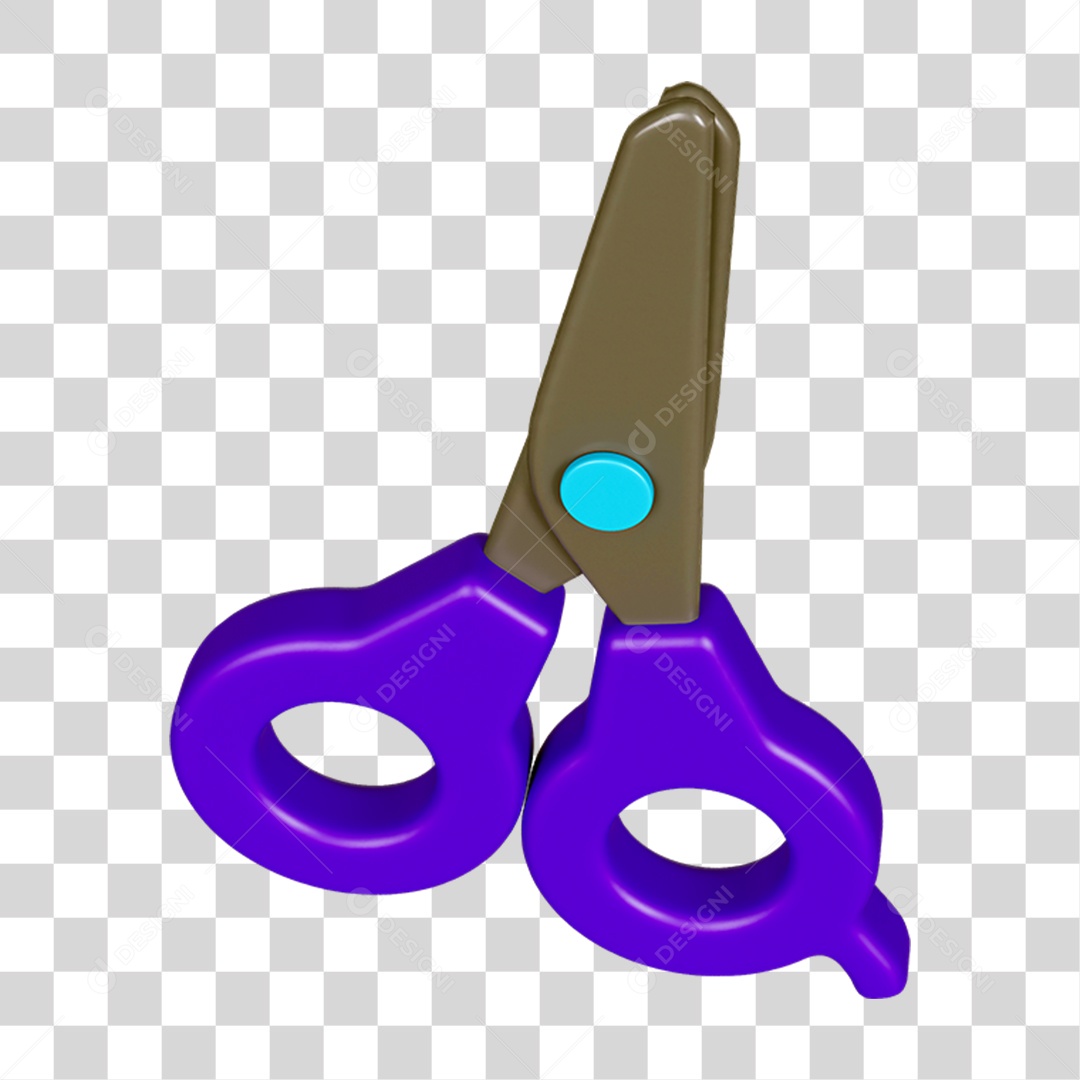 Elemento 3D Tesoura Escolar PNG Transparente