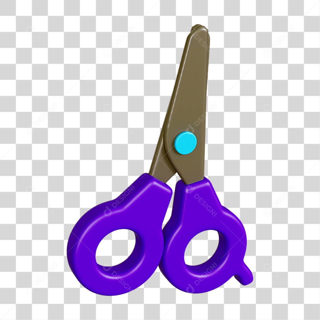 Elemento 3D Tesoura Escolar PNG Transparente