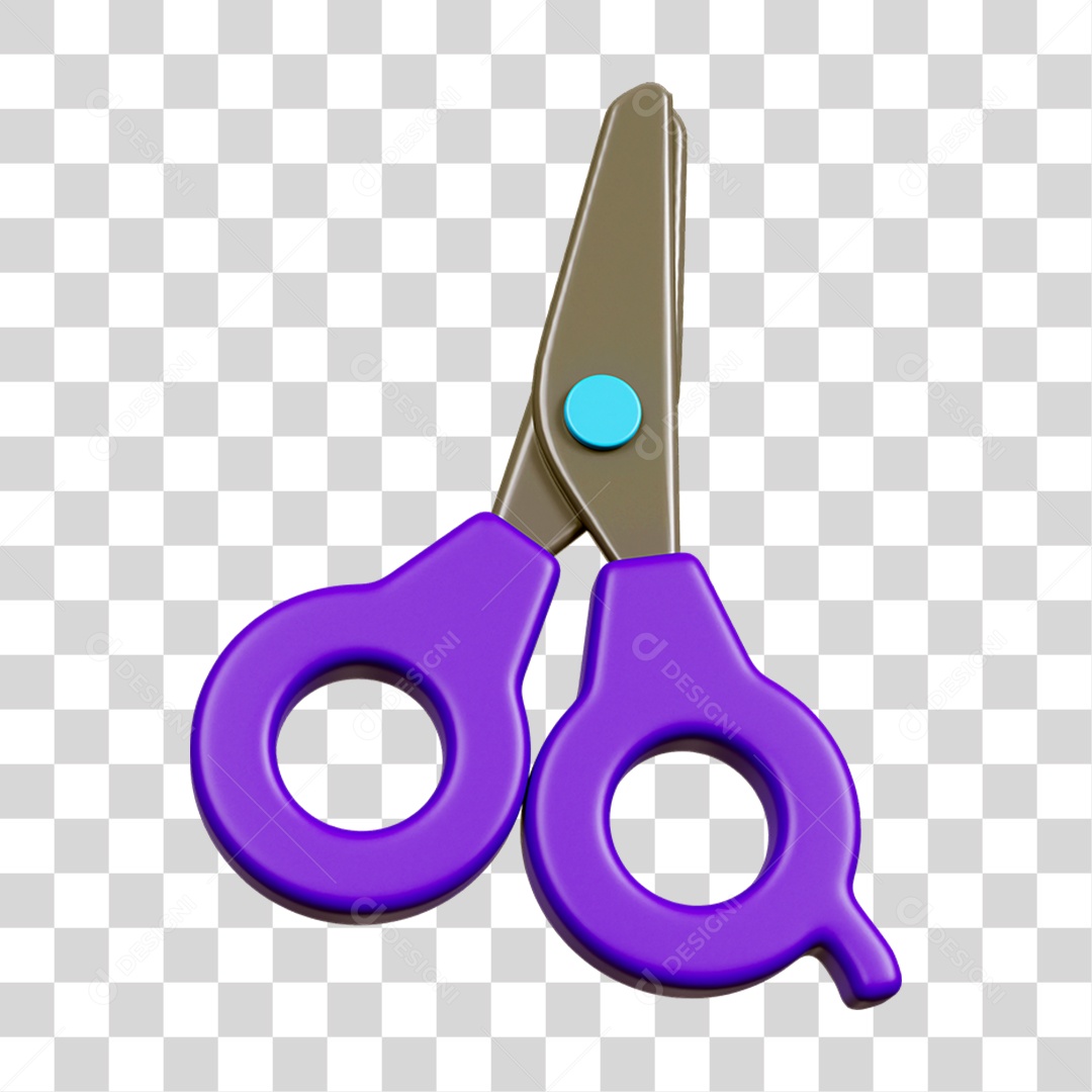 Elemento 3D Tesoura Escolar PNG Transparente