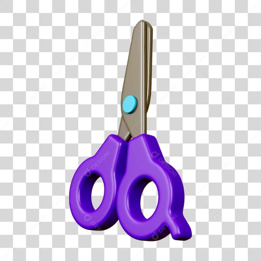 Elemento 3D Tesoura Escolar PNG Transparente