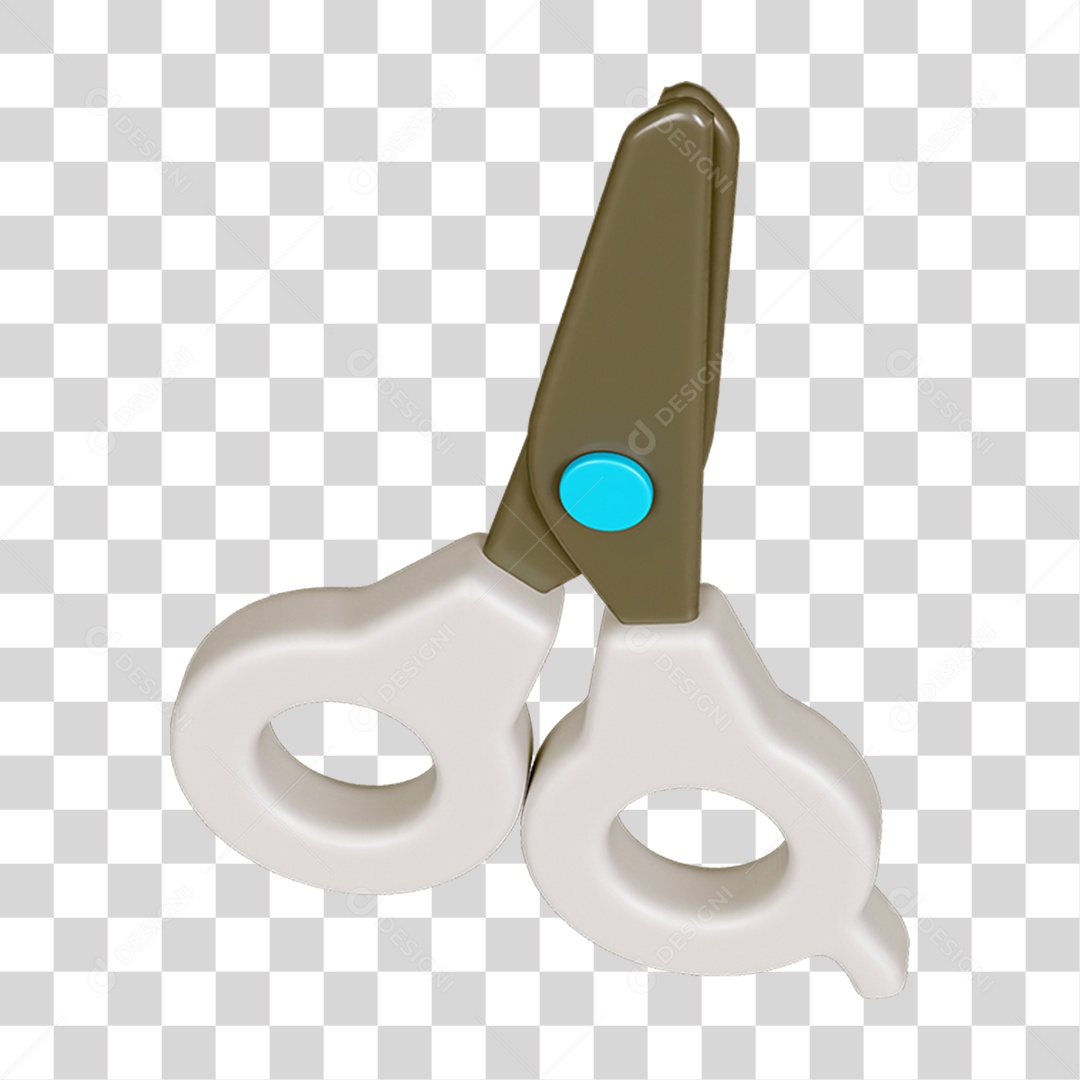 Elemento 3D Tesoura Escolar PNG Transparente