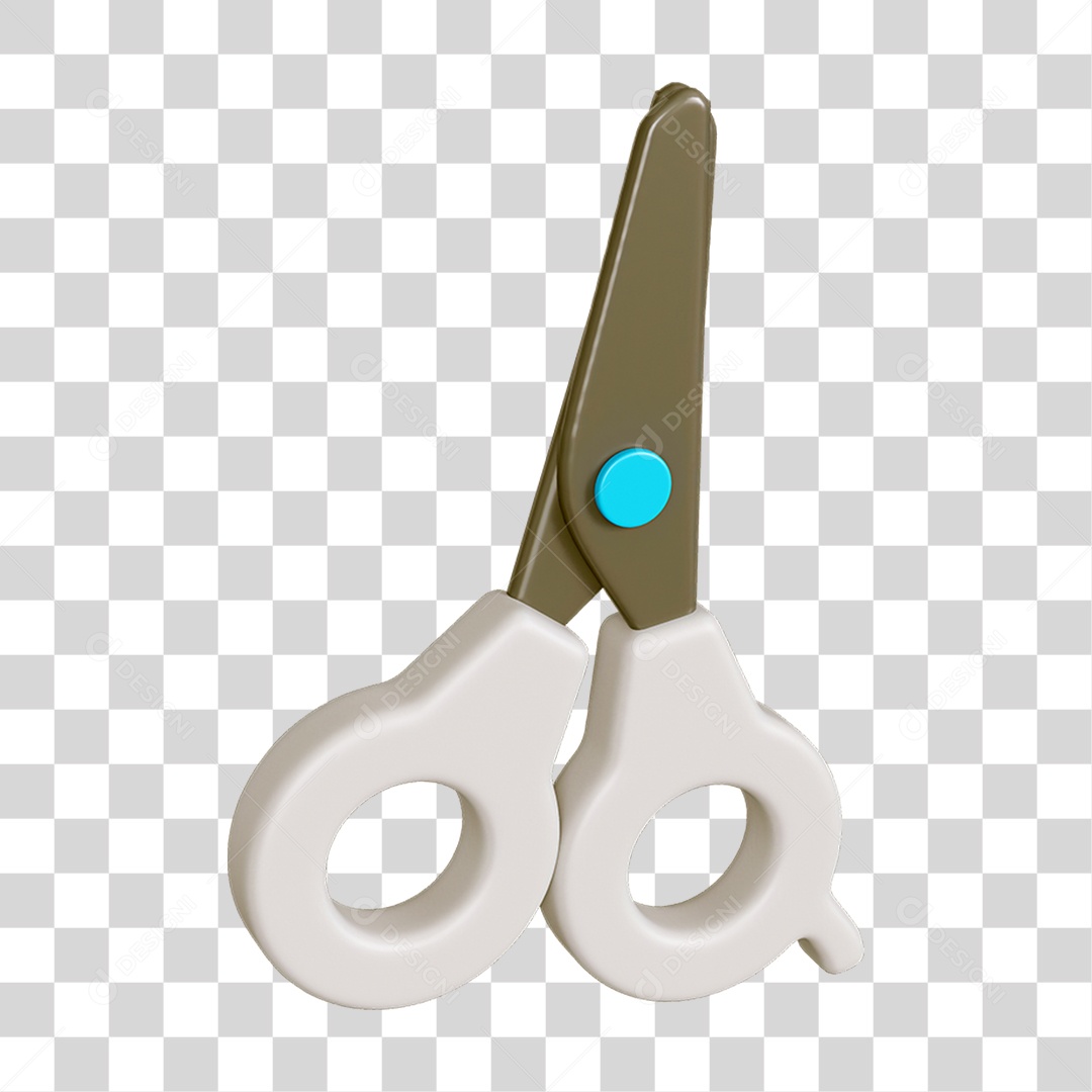 Elemento 3D Tesoura Escolar PNG Transparente