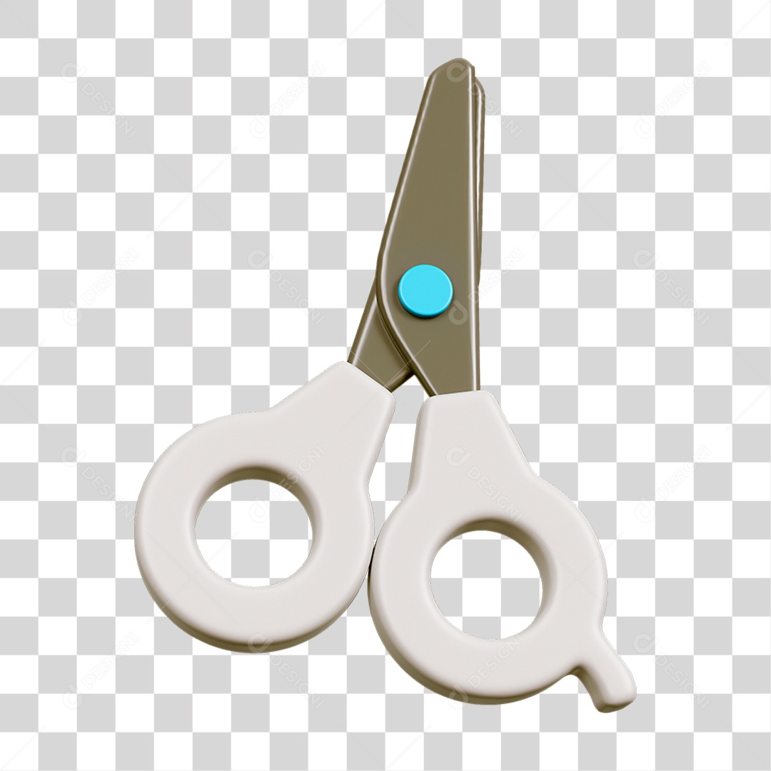 Elemento 3D Tesoura Escolar PNG Transparente