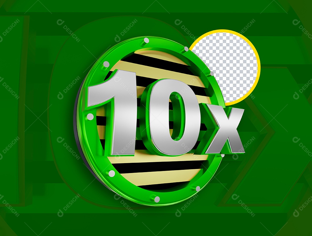 Selo 3D 10x Verde para Composição PSD