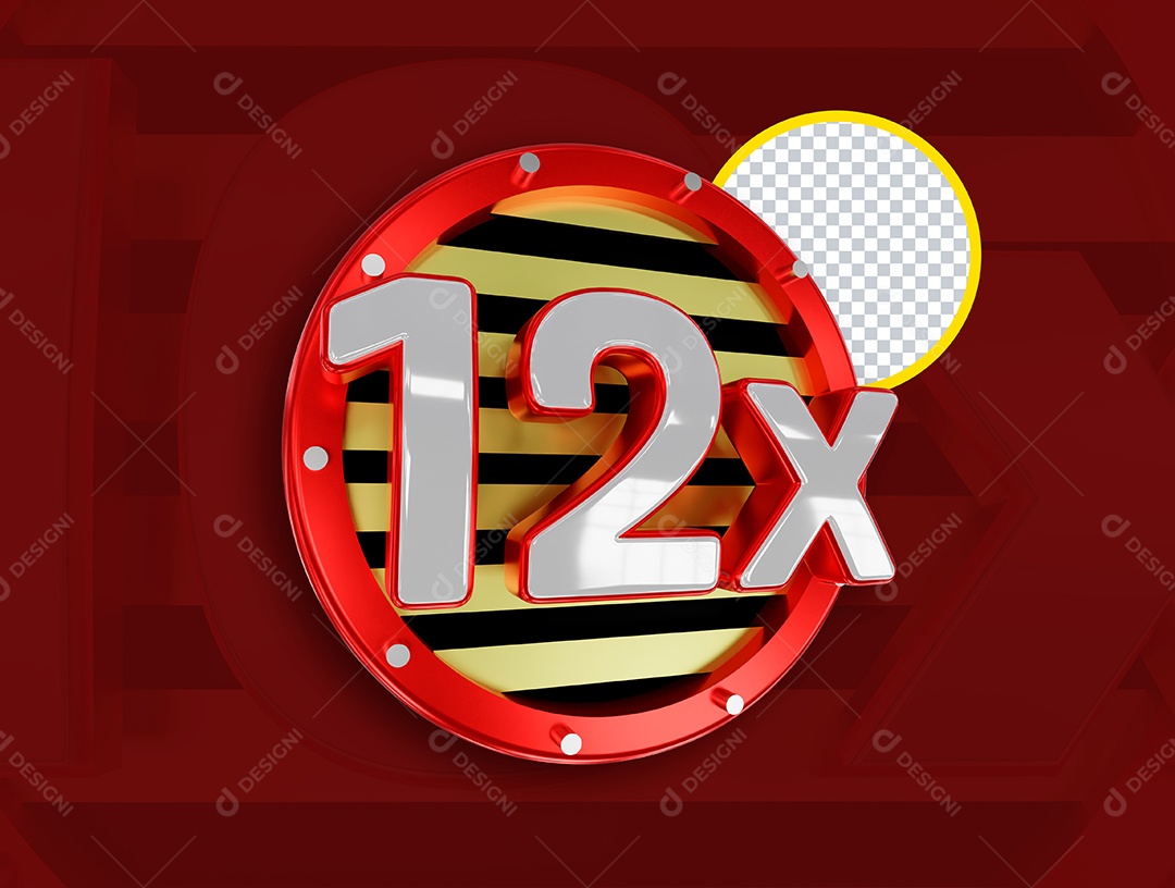 Selo 3D 12x para Composição PSD