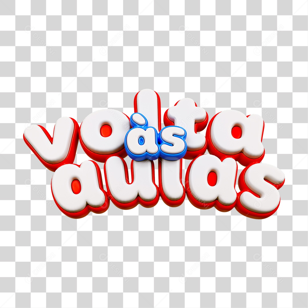 Selo 3D Volta ás Aulas PNG Transparente