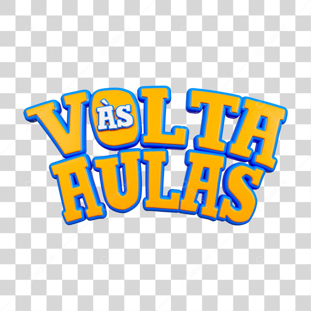 Selo 3D Volta ás Aulas PNG Transparente