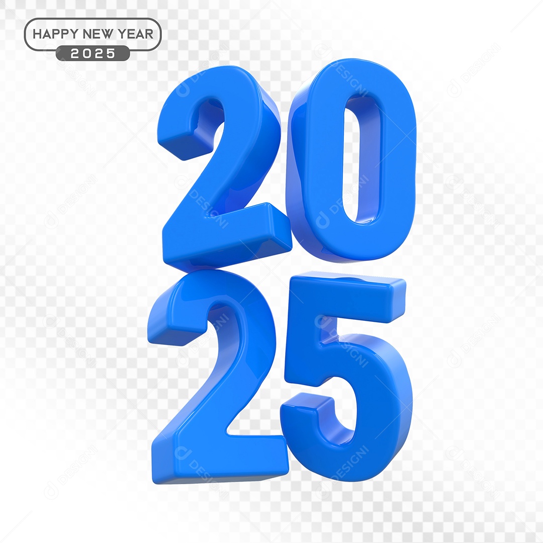 Elemento 3D Número 2025 Azul Para Composição PSD