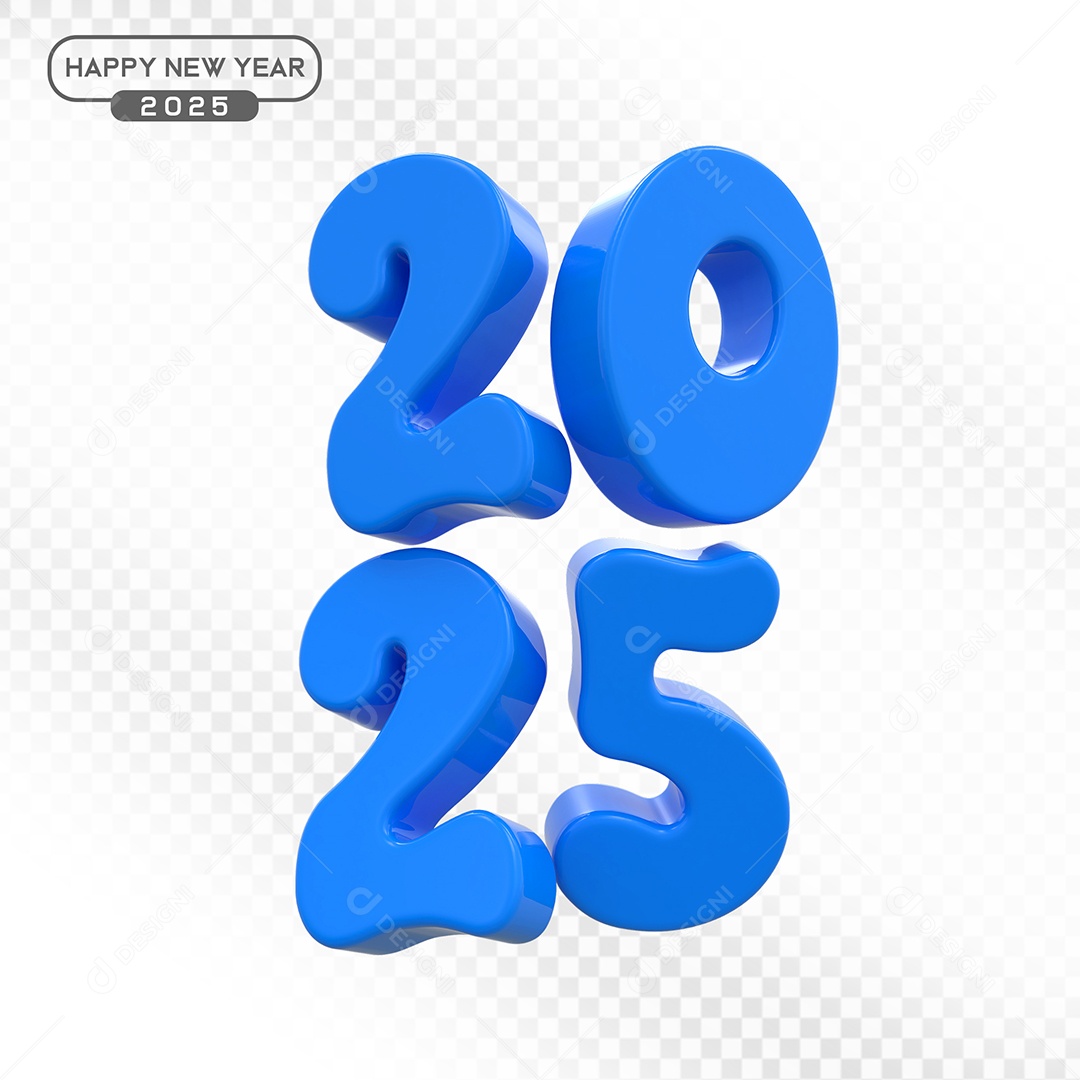 Elemento 3D Número 2025 Azul Para Composição PSD