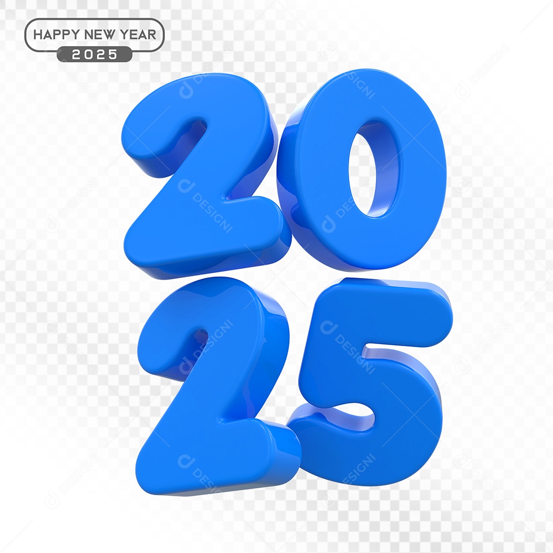 Elemento 3D Número 2025 Azul Para Composição PSD