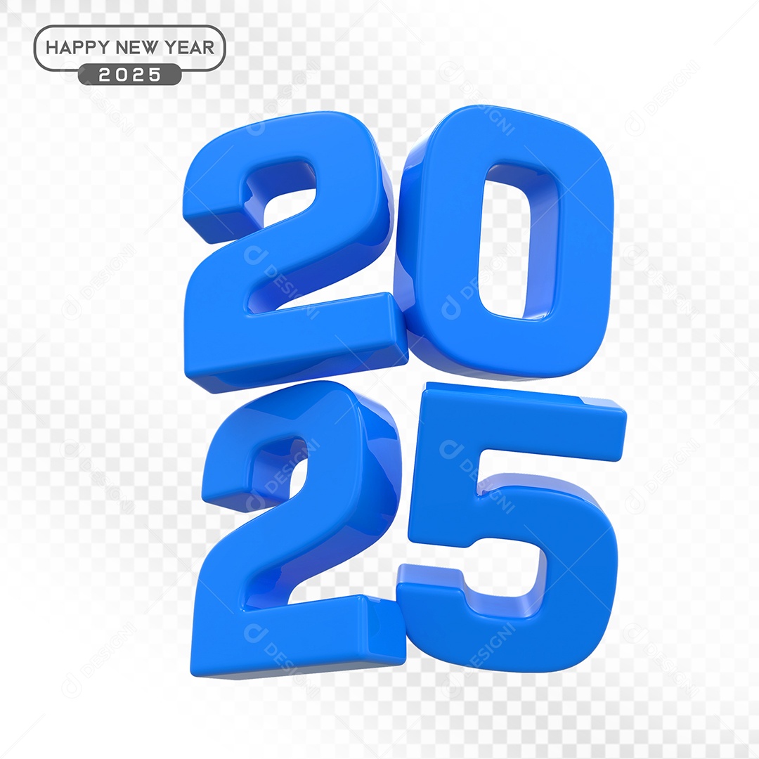 Elemento 3D Número 2025 Azul Para Composição PSD