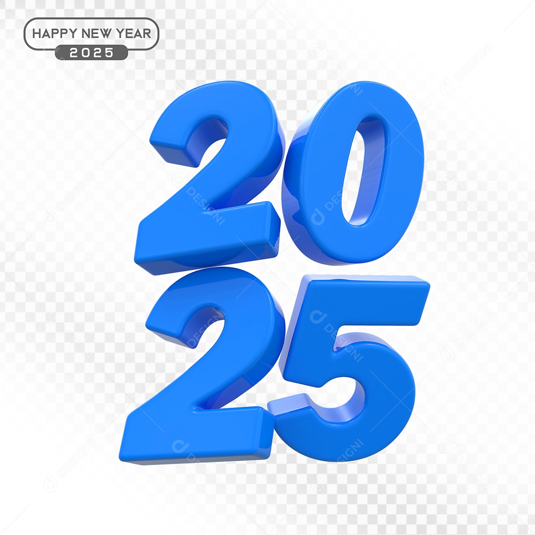 Elemento 3D Número 2025 Azul Para Composição PSD