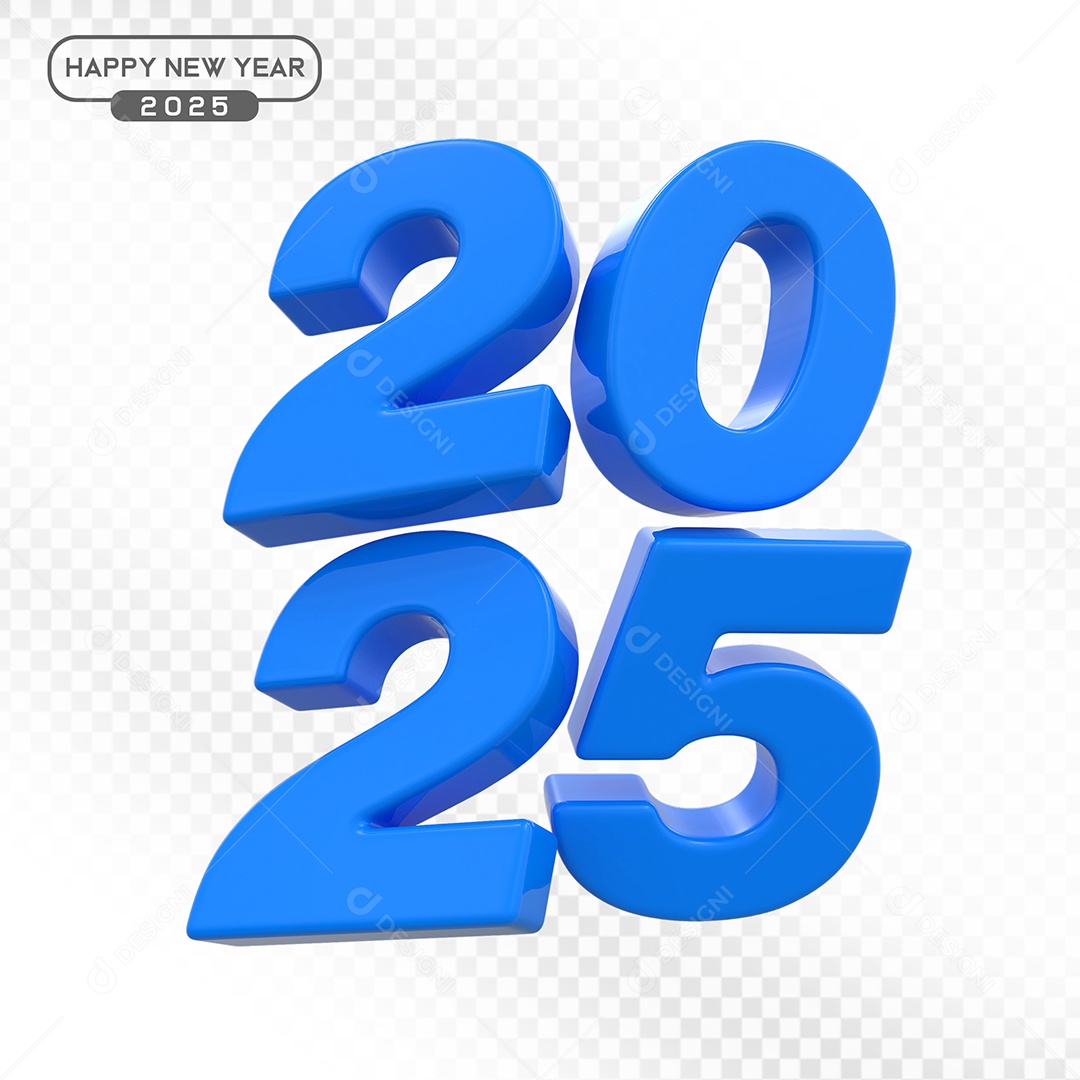 Elemento 3D Número 2025 Azul Para Composição PSD