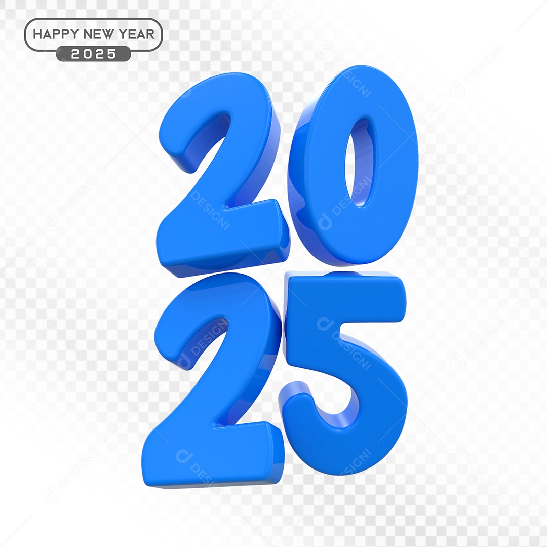 Elemento 3D Número 2025 Azul Para Composição PSD