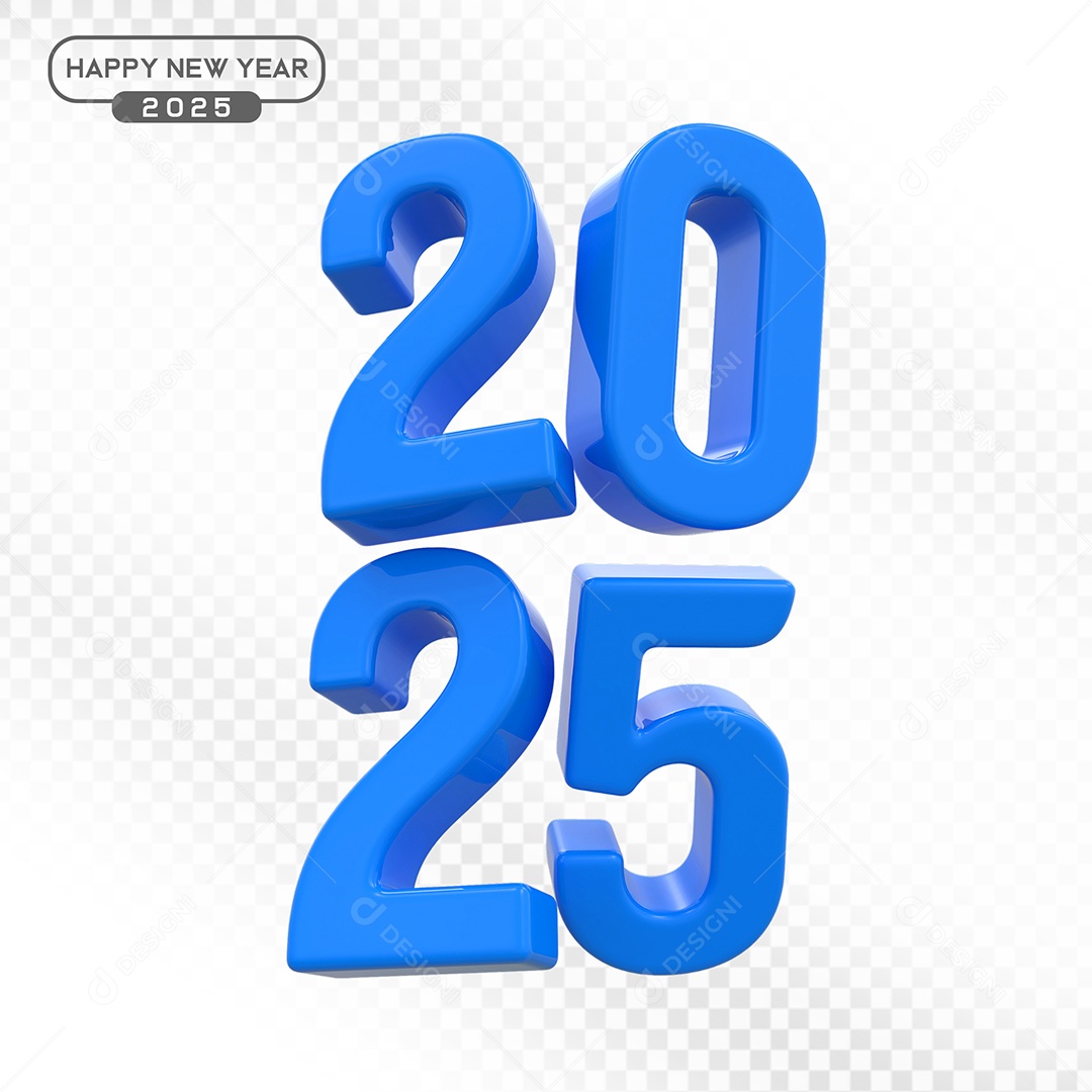 Elemento 3D Número 2025 Azul Para Composição PSD