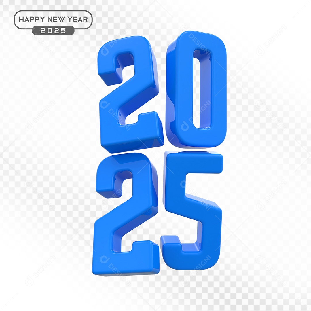 Elemento 3D Número 2025 Azul Para Composição PSD