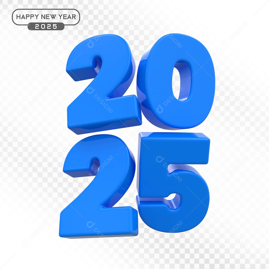 Elemento 3D Número 2025 Azul Para Composição PSD