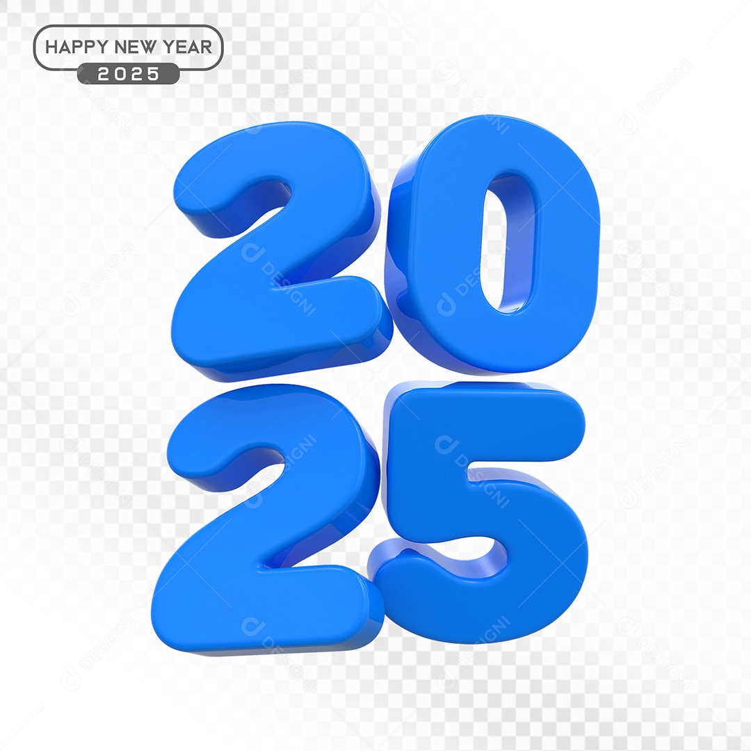 Elemento 3D Número 2025 Azul Para Composição PSD