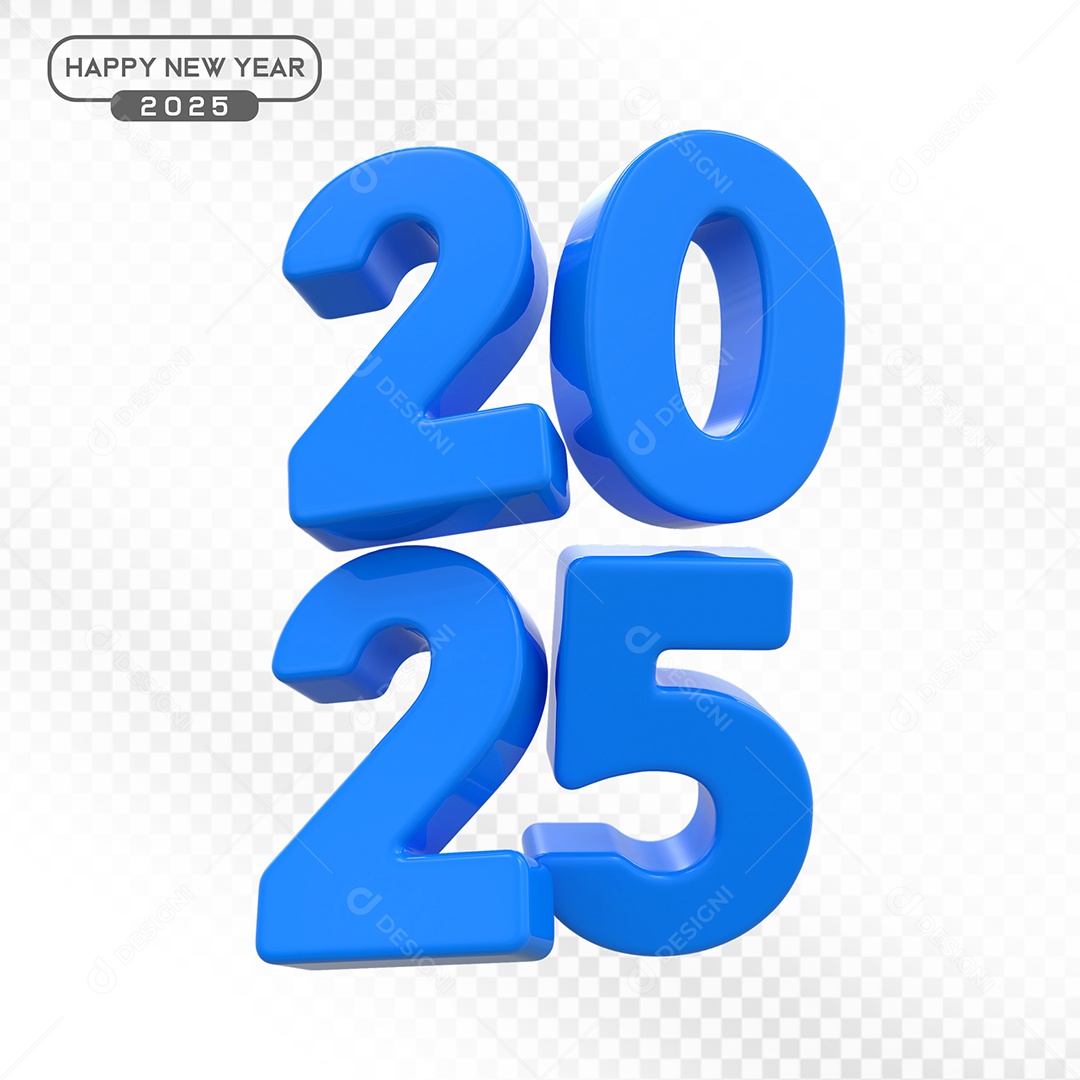 Elemento 3D Número 2025 Azul Para Composição PSD