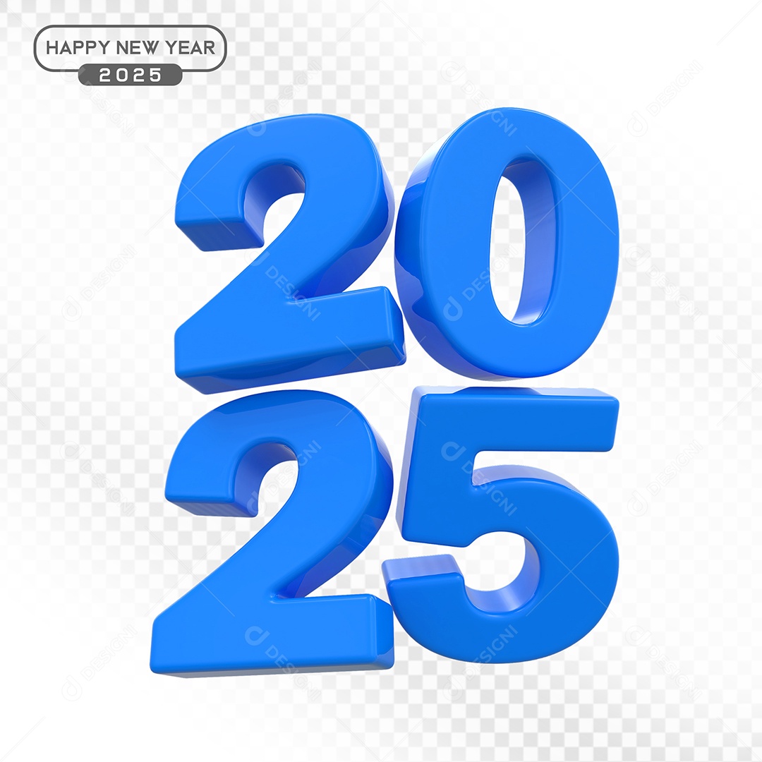 Elemento 3D Número 2025 Azul Para Composição PSD