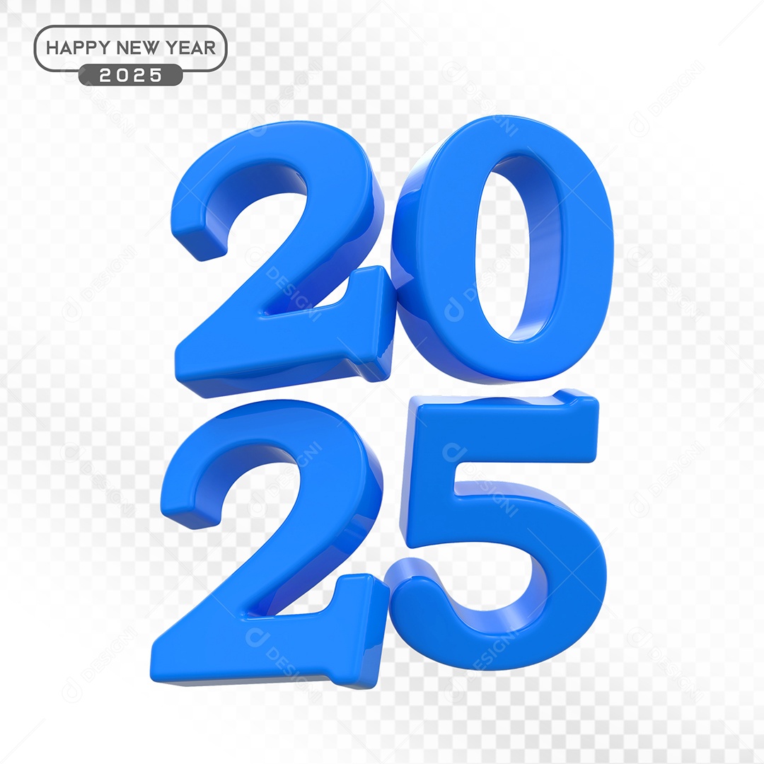 Elemento 3D Número 2025 Azul Para Composição PSD