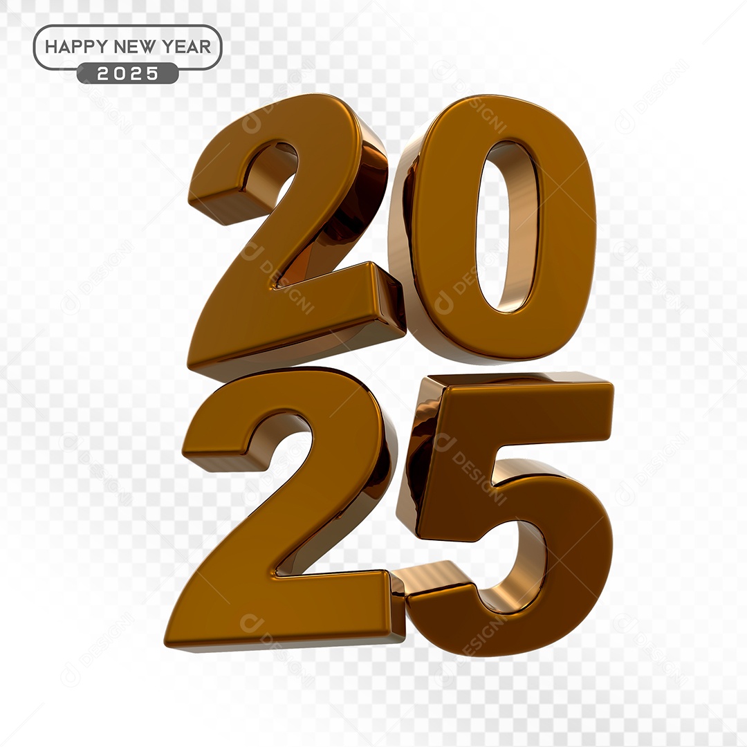 Elemento 3D Número 2025 Marrom Para Composição PSD