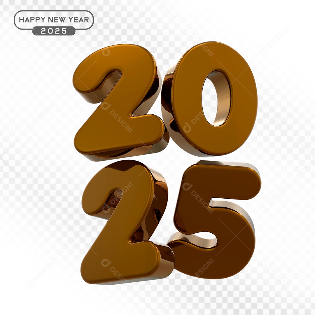 Elemento 3D Número 2025 Marrom Para Composição PSD