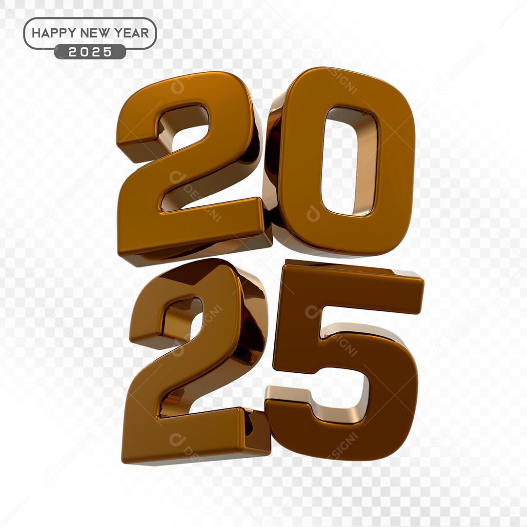 Elemento 3D Número 2025 Marrom Para Composição PSD